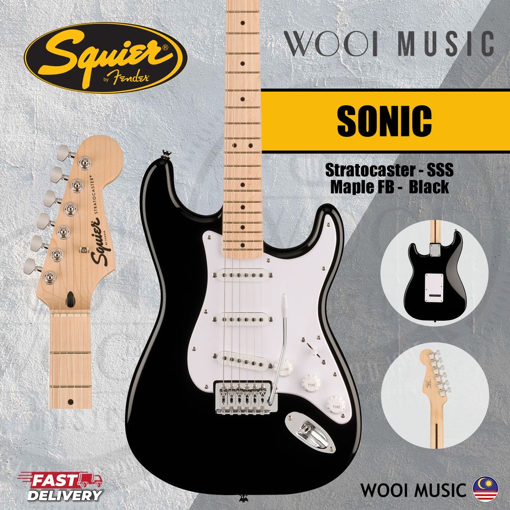 Squier Sonic Stratocaster Electric Guitar - Maple FB - Black - CP