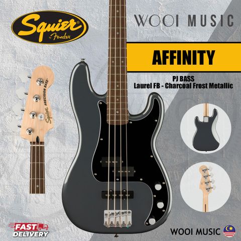 Squier Affinity Series Precision PJ Bass Guitar, Laurel FB, Charcoal Frost Metallic-CP