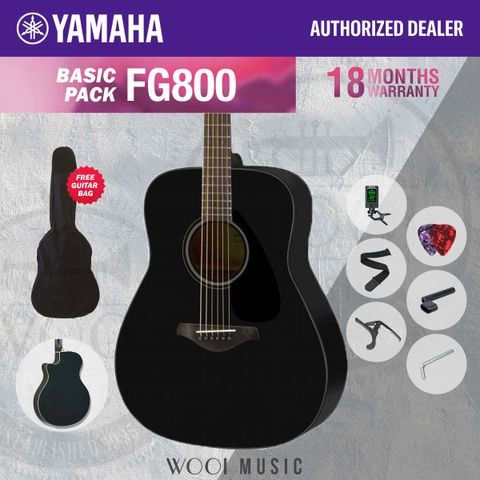 Yamaha FG800-BLK FG Series Solid Top Acoustic Guitar 41