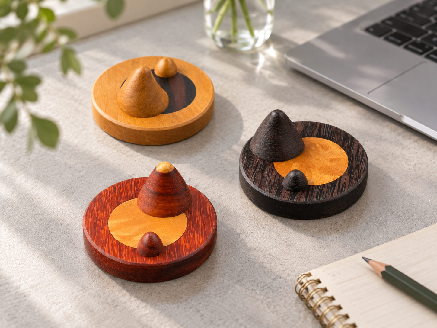 Wooden mountain diffusers in soft daylight-2
