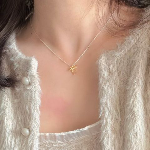 《設計款》A04 流光緞帶蝴蝶結鎖骨鍊（silver925）