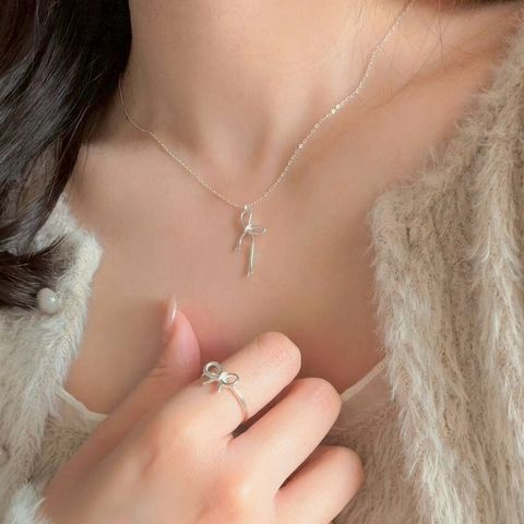 《自留 氛圍感》長絲帶蝴蝶結純銀項鍊