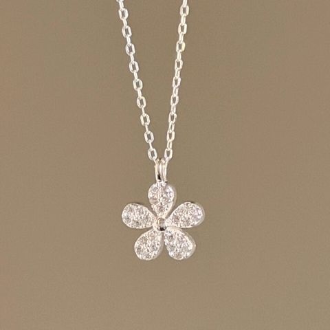 《氛圍感》A01 精緻滿鑽五瓣花純銀項鍊（silver925）