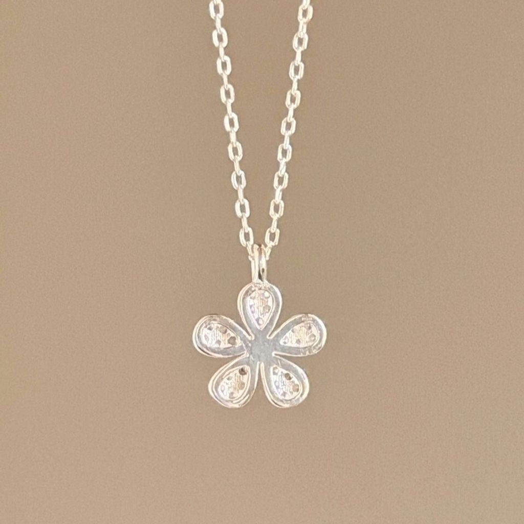 《氛圍感》A01 精緻滿鑽五瓣花純銀項鍊（silver925）