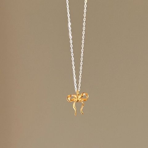 《設計款》A04 流光緞帶蝴蝶結鎖骨鍊（silver925）