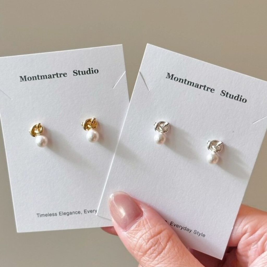 打結珍珠耳針_Montmartre Studio 正韓飾品