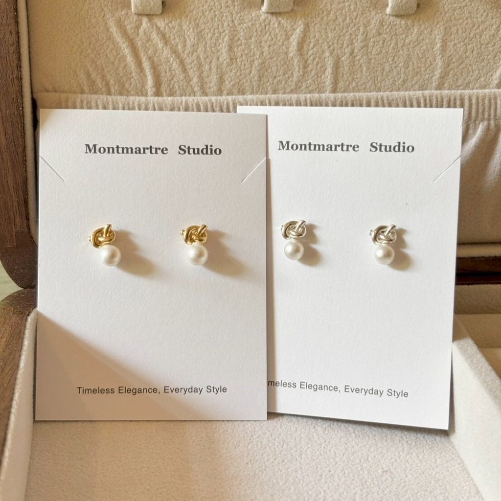 打結珍珠耳針_Montmartre Studio 正韓飾品