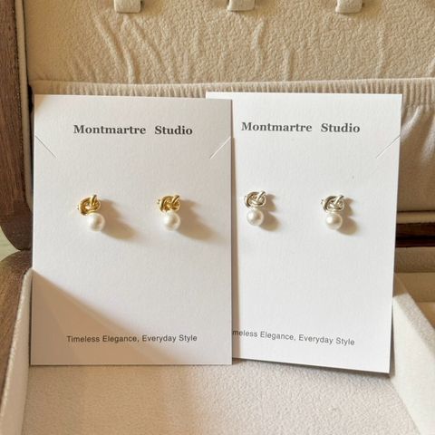 打結珍珠耳針_Montmartre Studio 正韓飾品