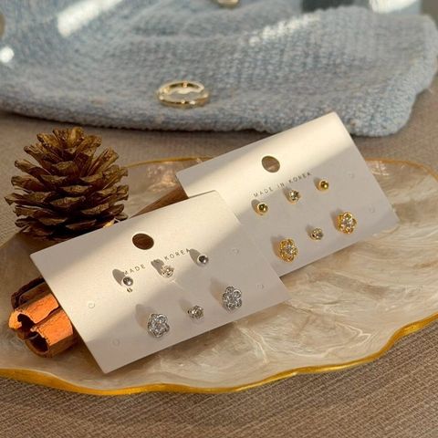 S902 鑲鑽小寶石耳針三件組 Tiny Gems Trio