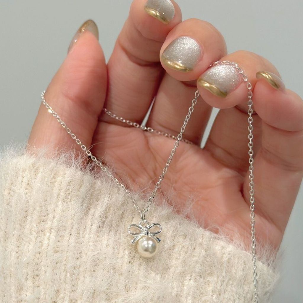 S906 珍珠小姐 蝴蝶結珍珠925純銀項鍊