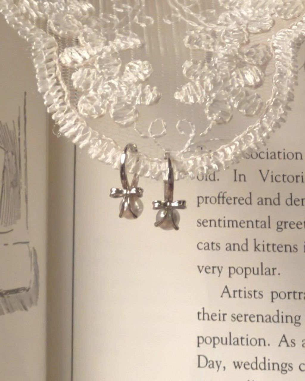 S903 珍珠緞帶耳扣 Amour Ribbon4