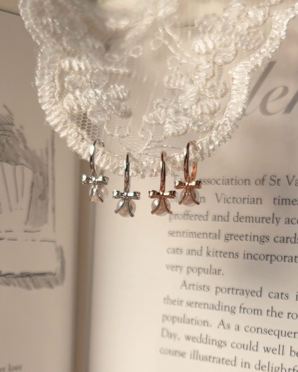 S903 珍珠緞帶耳扣 Amour Ribbon3