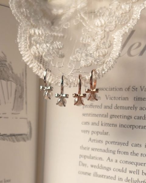 S903 珍珠緞帶耳扣 Amour Ribbon3