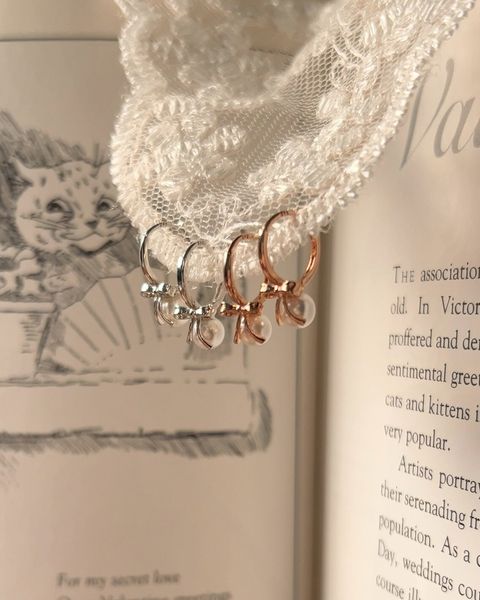 S903 珍珠緞帶耳扣 Amour Ribbon2