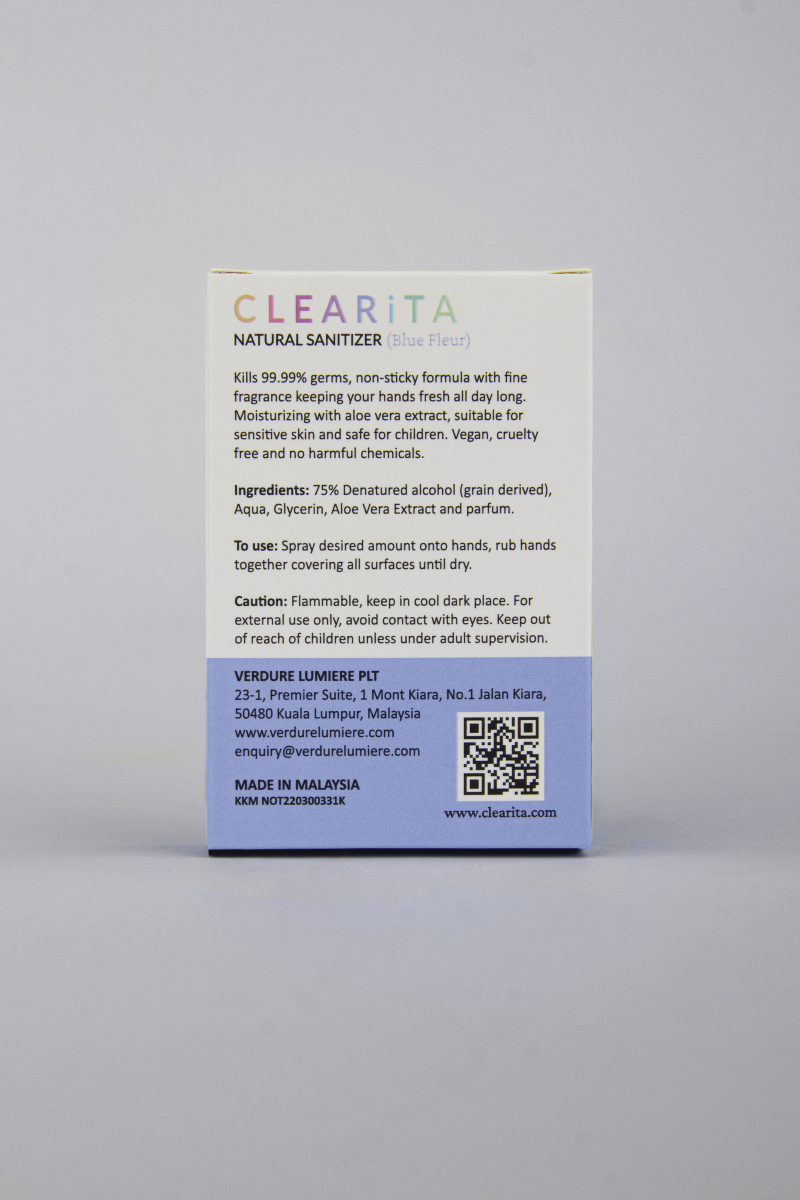Clearita Natural Sanitizer Spray Blue Fleur