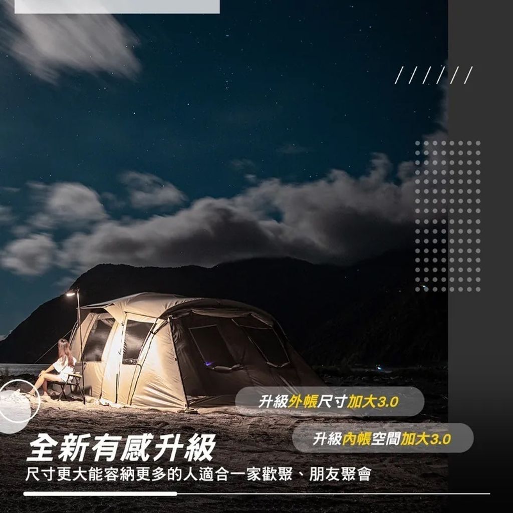 【僅露3次二手帳篷】CEC露地城堡3.0 CEC-2006039-G 軍綠，黑膠帳 一房一廳 帳篷 6人 露營－Wason華生二手家居選品店