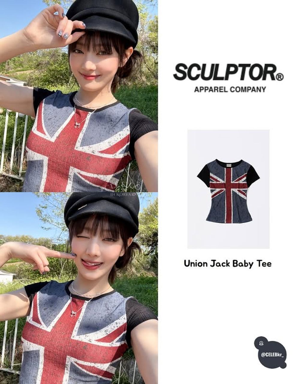 トップス sculptor Union Jack Baby Tee Black Lsize Union Jack