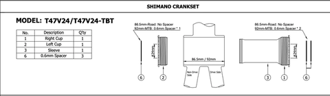 Token : T47 Bottom bracket for shimano : Bottom Bracket