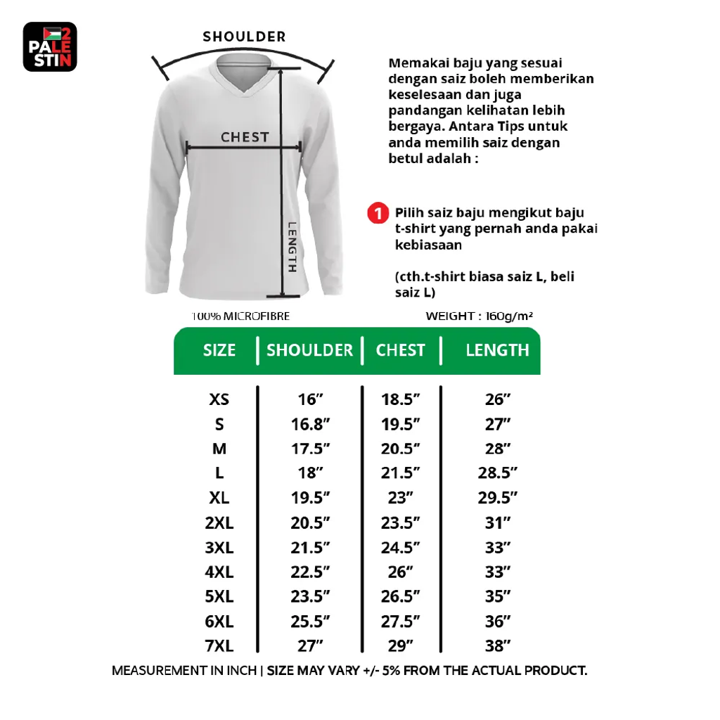 size chart muslimin 2len