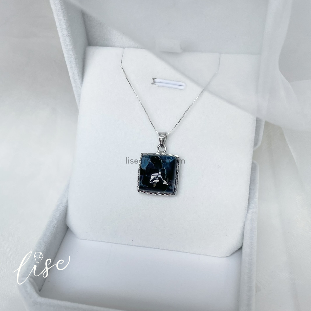 【蓝彼得石方形吊坠】Blue Pietersite Square Pendant S925