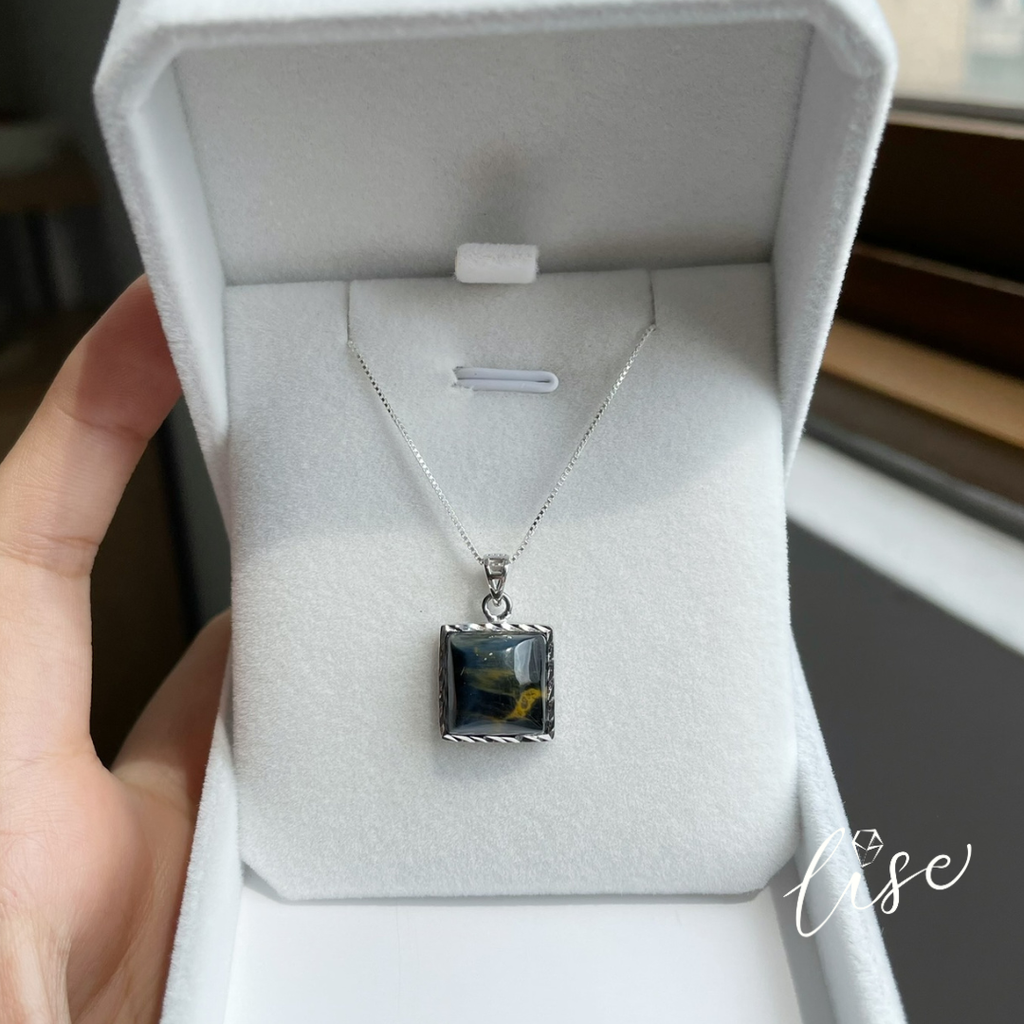 【蓝彼得石方形吊坠】Blue Pietersite Square Pendant S925