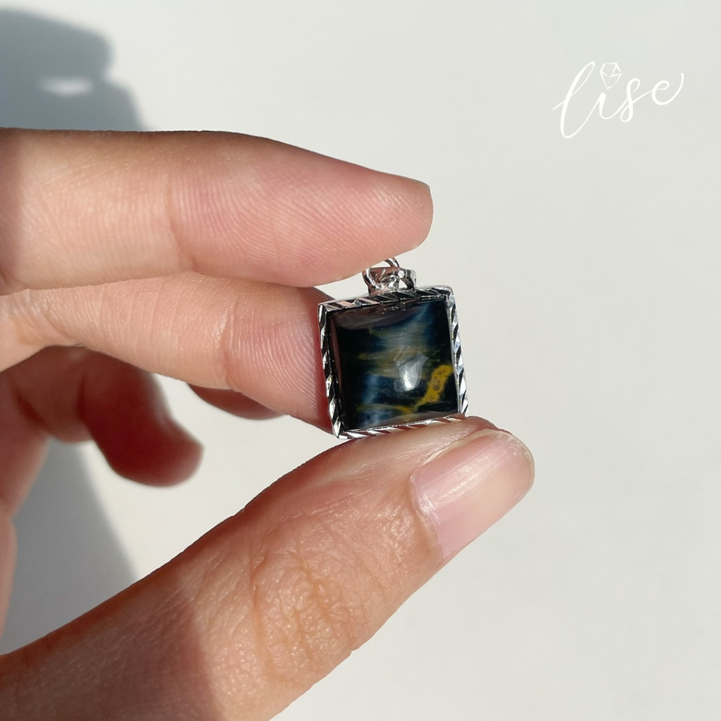 【蓝彼得石方形吊坠】Blue Pietersite Square Pendant S925