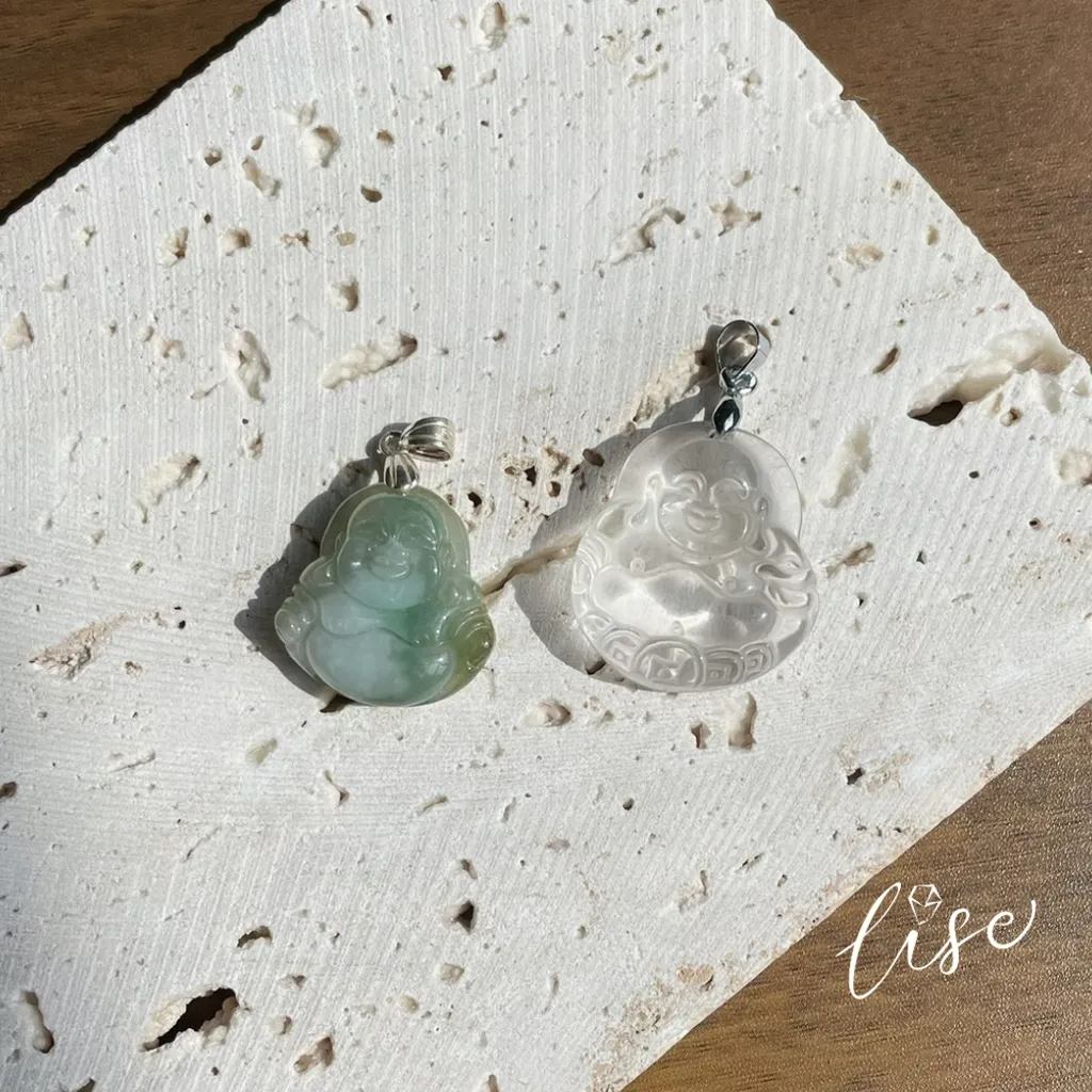 Happy Buddha Jade and Clear Quartz
