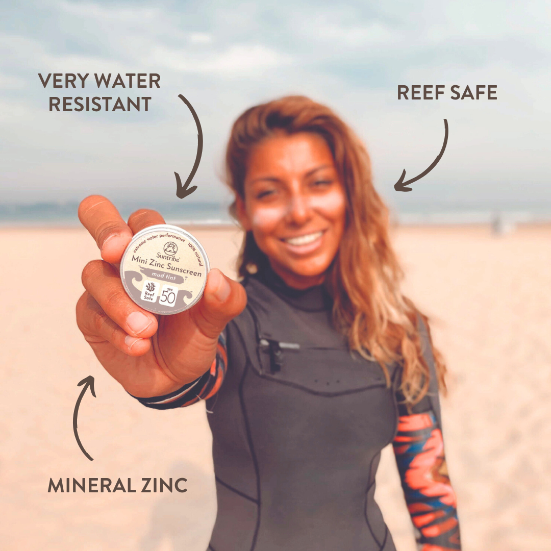 04 Graphic Suntribe Natural Mineral Face & Sport Mini Zinc Sunscreen SPF 50 Mud Tint
