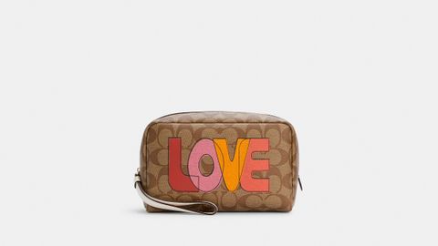 handbag branded coach outlet personalshopper usa malaysia ready stock Boxy Cosmetic Case In Signature Canvas With Love Print