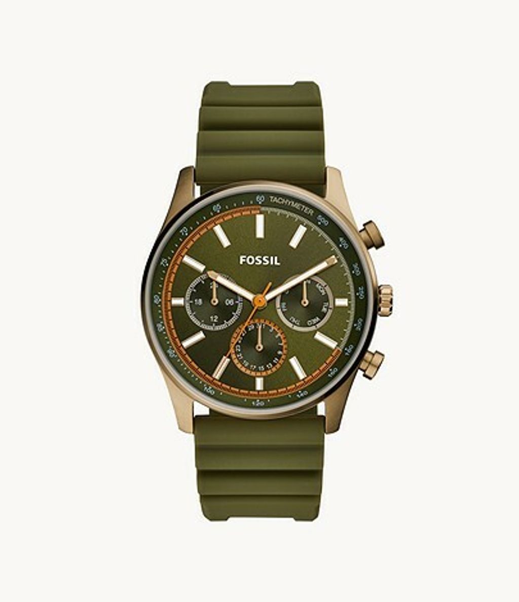 handbagbranded.com getlush jam tangan fossil outlet ready malaysia Sullivan Multifunction Olive Green Silicone Watch