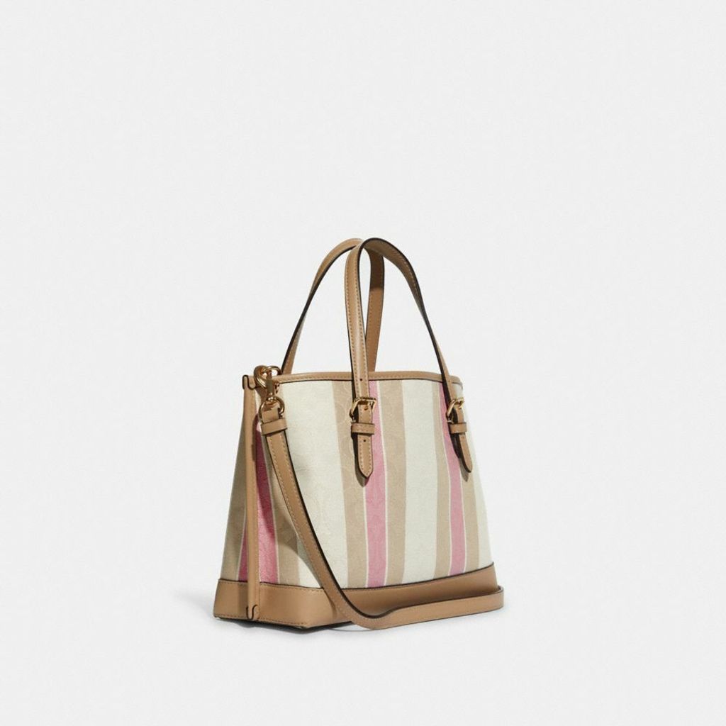 Coach Mollie Tote 25 In Signature Jacquard With Stripes - Gold/Taffy ...