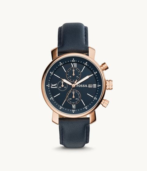 handbagbranded.com getlush jam tangan fossil outlet ready malaysia Rhett Chronograph Navy Leather Watch