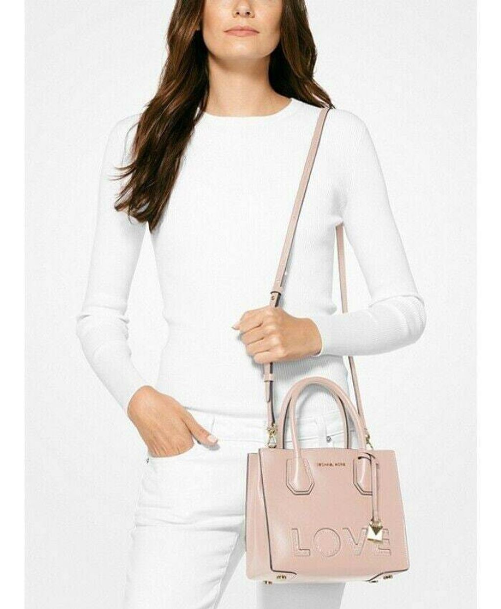 handbagbranded.com getlush outlet personalshopper usa malaysia ready stock Michael Kors Mercer Love Leather Crossbody Soft Pink 3