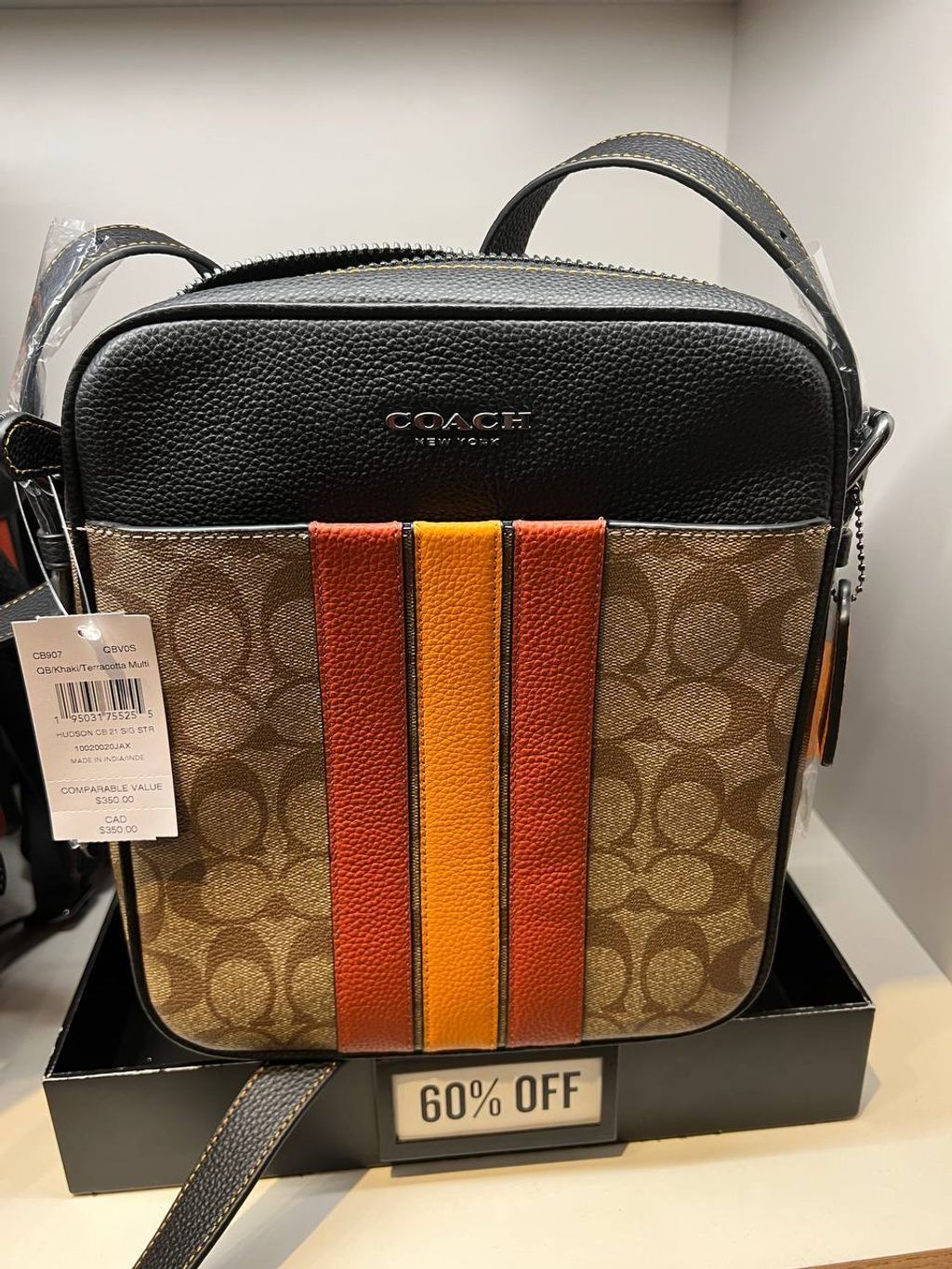 Coach Outlet Hudson Crossbody 21 With Varsity Stripe in Black for