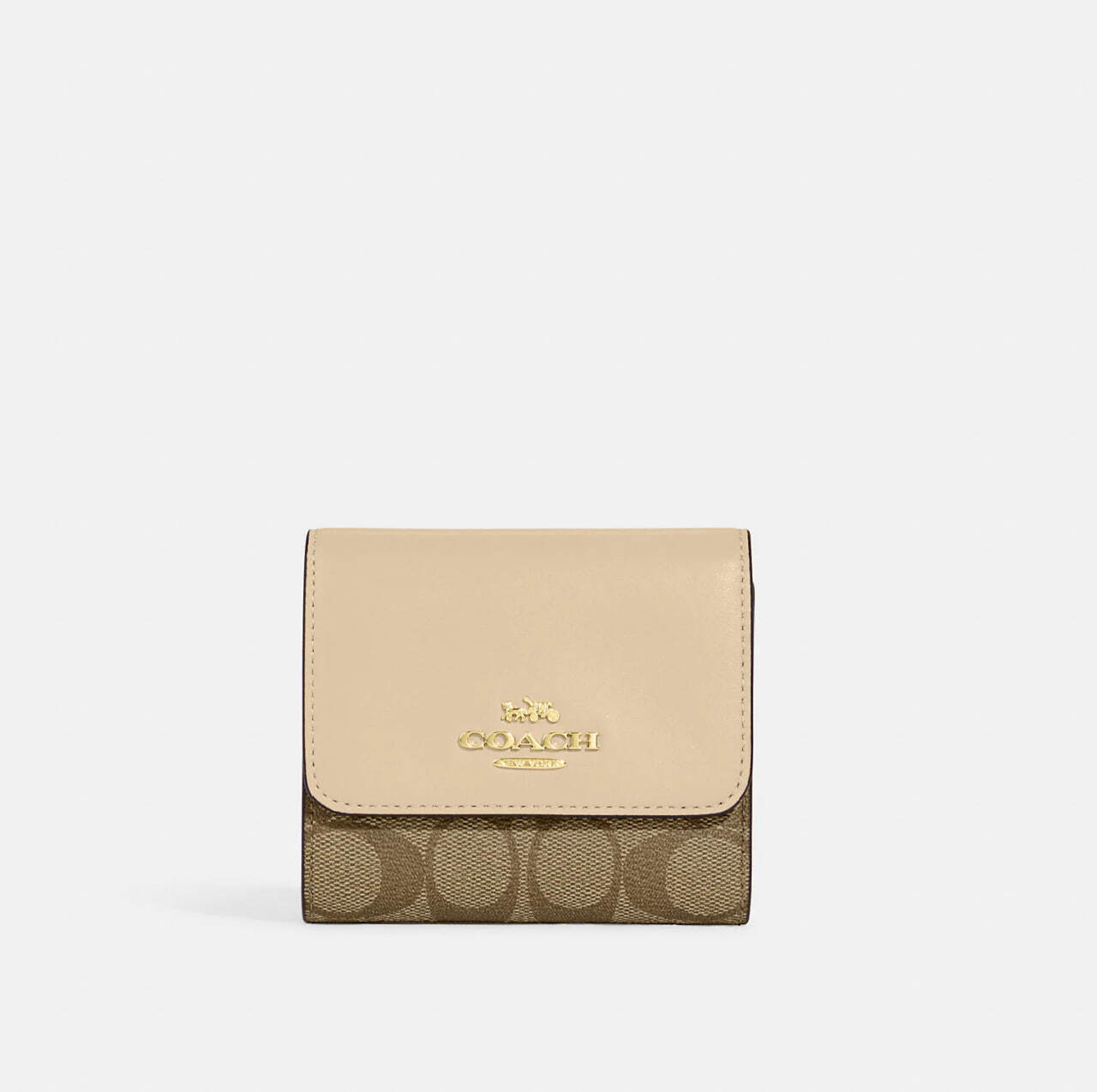 Coach Small Trifold Wallet In Blocked Signature Canvas - Im/Khaki/Ivory –  Personal Shopper USA Outlet