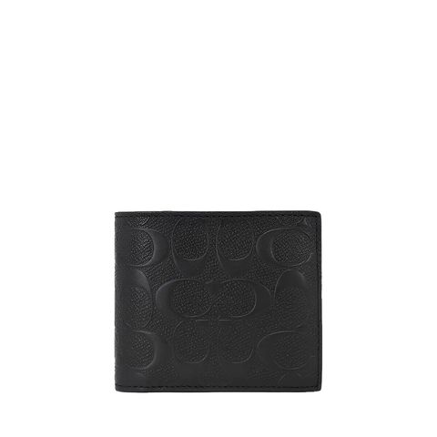 handbagbranded.com getlush outlet personalshopper usa malaysia ready stock Coach Compact ID Wallet in Signature Embossed Leather Black
