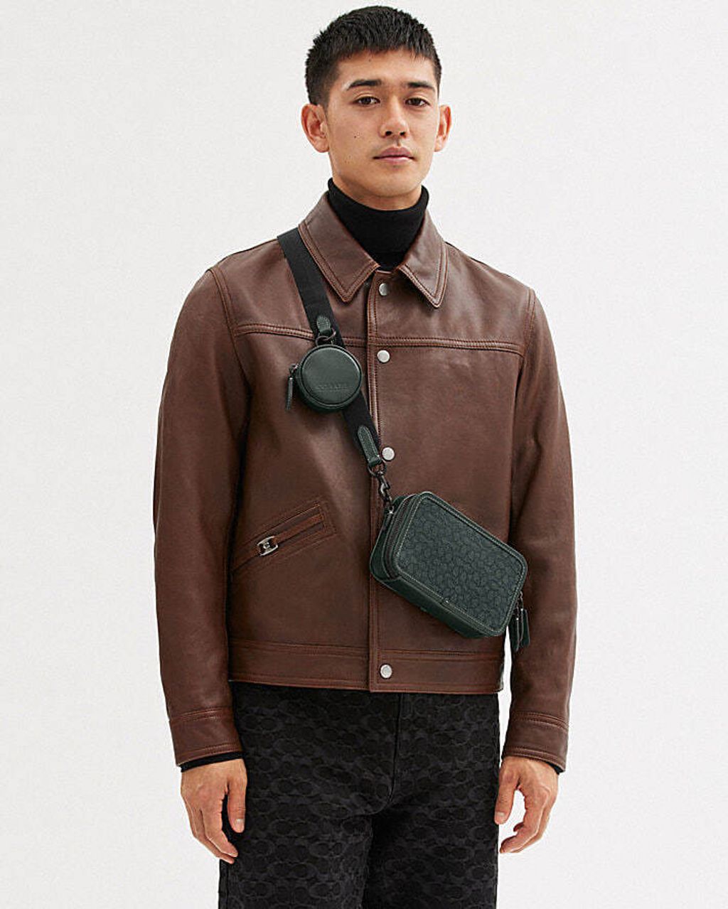 COACH Slim Billfold In Micro Signature Jacquard in Brown for Men