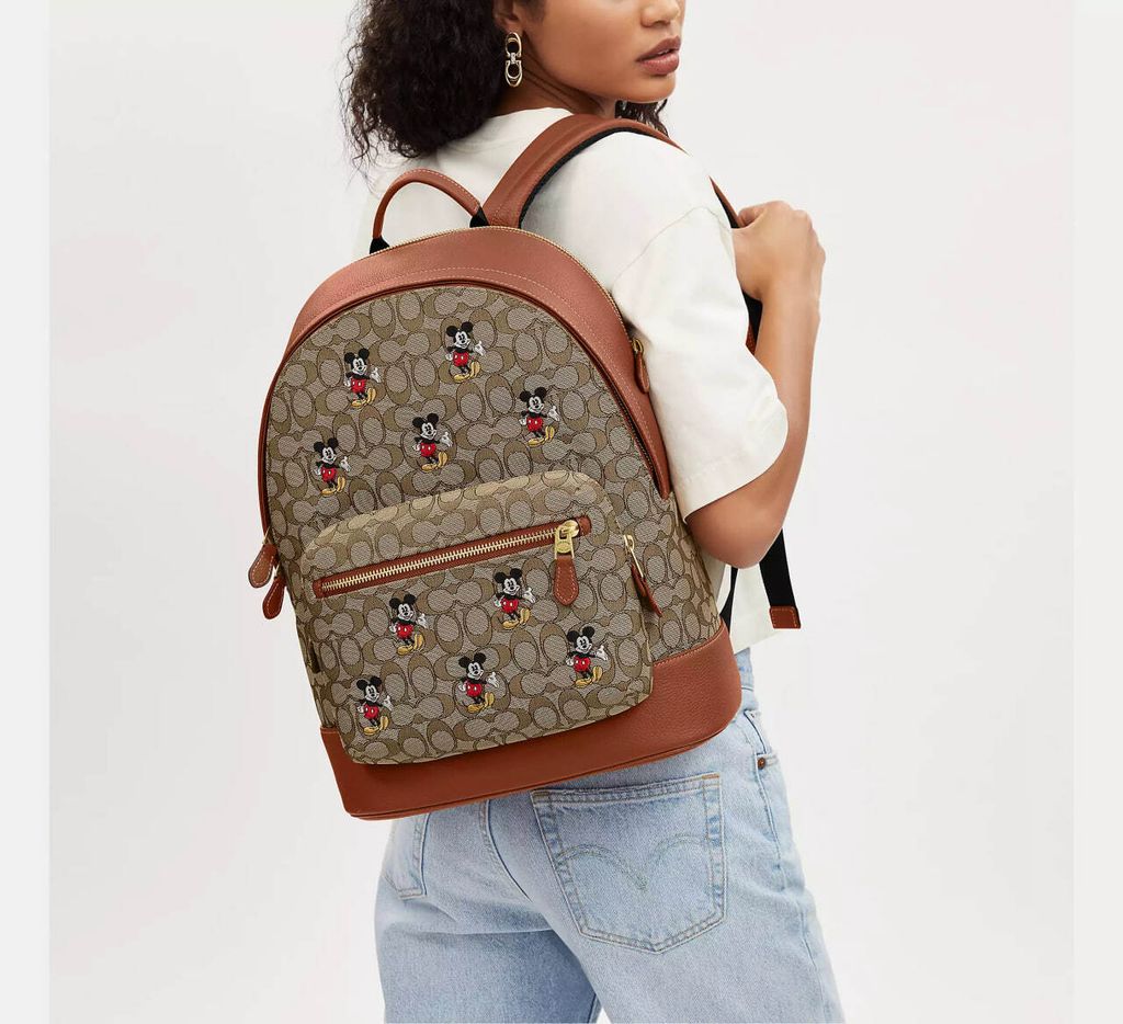 handbagbranded.com getlush outlet personalshopper usa malaysia ready stock coach malaysia coach Disney X Coach West Backpack In Signature Jacquard With Mickey Mouse Print 4