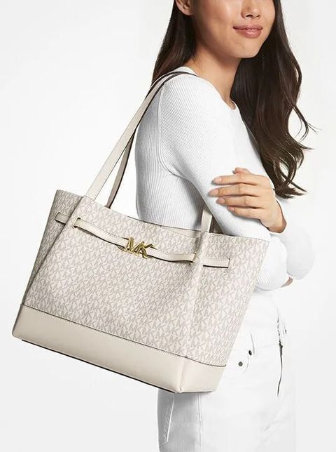 handbagbranded.com getlush outlet personalshopper usa malaysia ready stock Coach Malaysia Michael Kors Reed Large Belted Tote in Signature Light Cream Multi 1