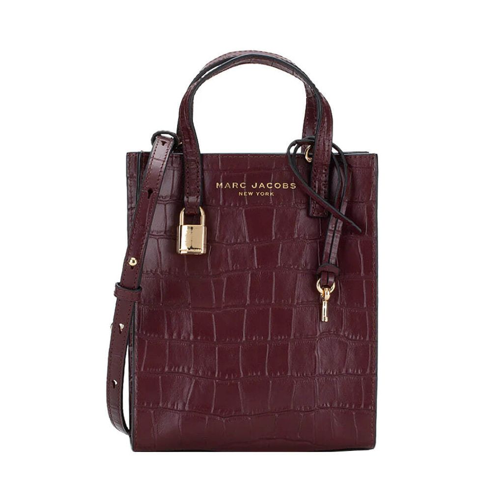 Signature Brownhandbagbranded.com getlush outlet personalshopper usa Marc Jacobs malaysia ready stock Marc Jacobs Croc-Embossed Micro Grind Tote Bag in Syrah