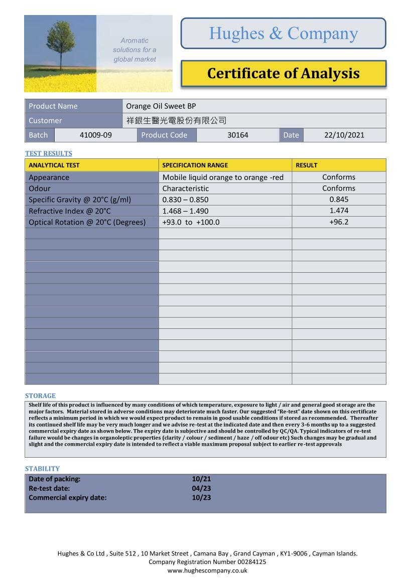 Orange Oil Sweet BP 41006-09_01 - CofA