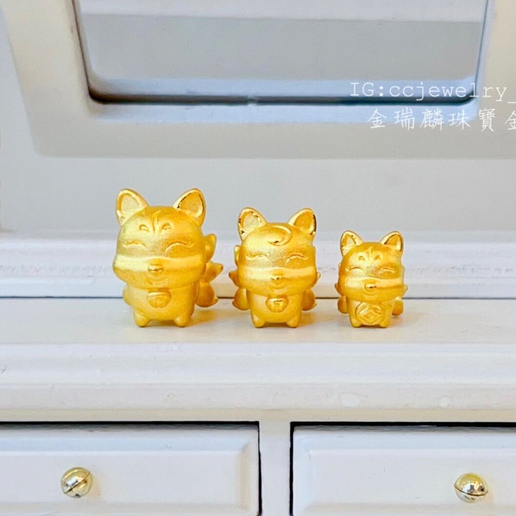金瑞麟金飾》黃金九尾狐黃金串珠穿孔配件純金9999 – 瑞麟銀樓