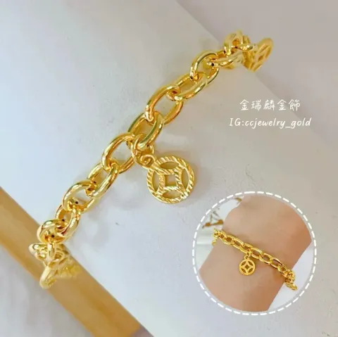 《金瑞麟金飾》L字圓珠 黃金串珠 穿孔配件 純金9999
