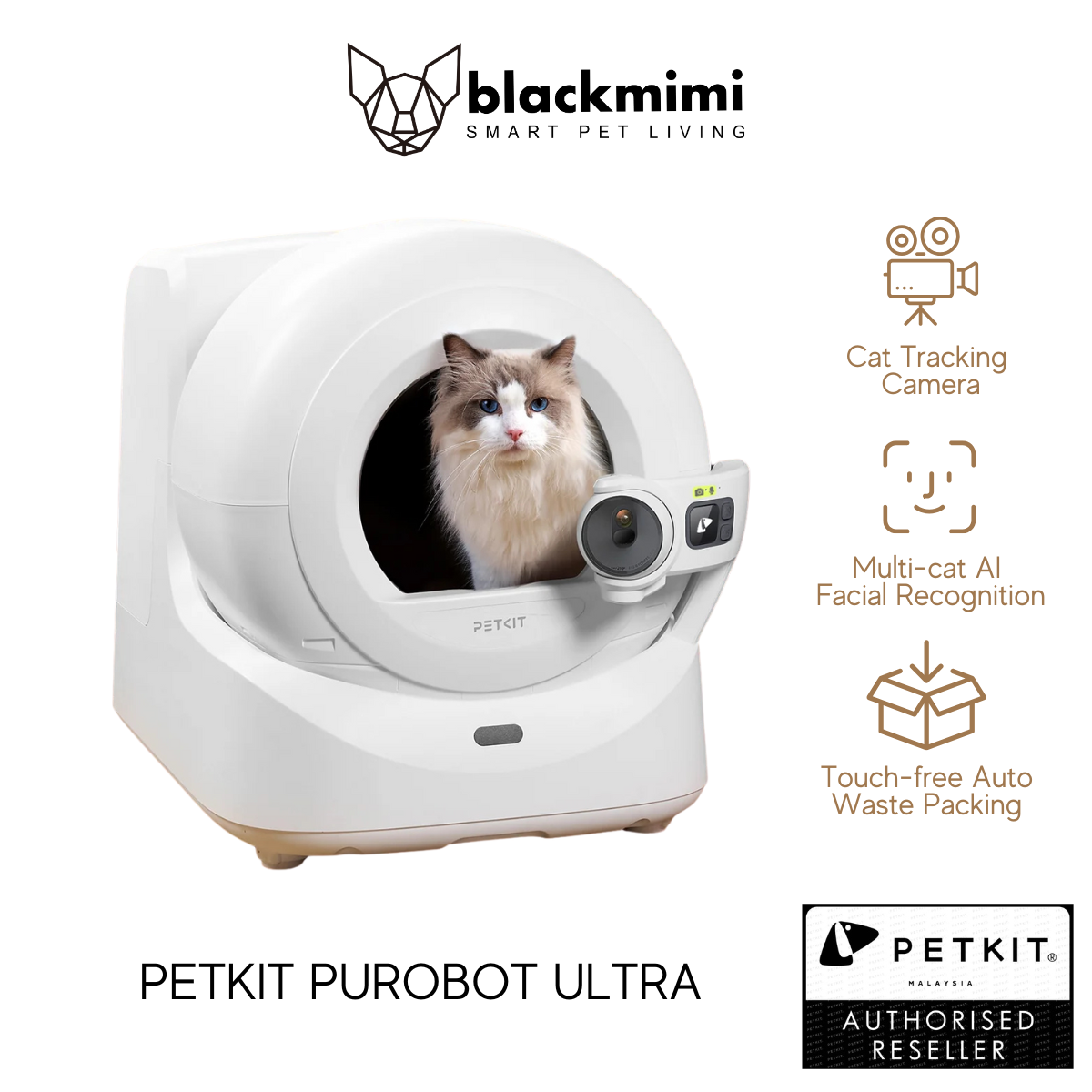 BlackMimi PETKIT PUROBOT ULTRA Self-Cleaning Cat Litter Box with Camera