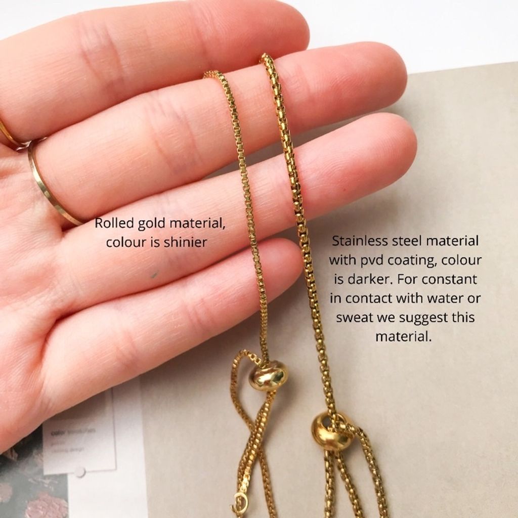 Ready to made/ DIY flexible boxchain slider bracelets - Gold