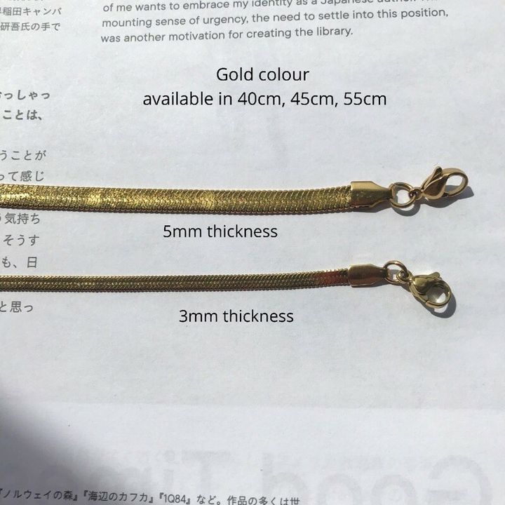 [Necklace] Flat Snake Stainless Steel Chain Necklace - Gold