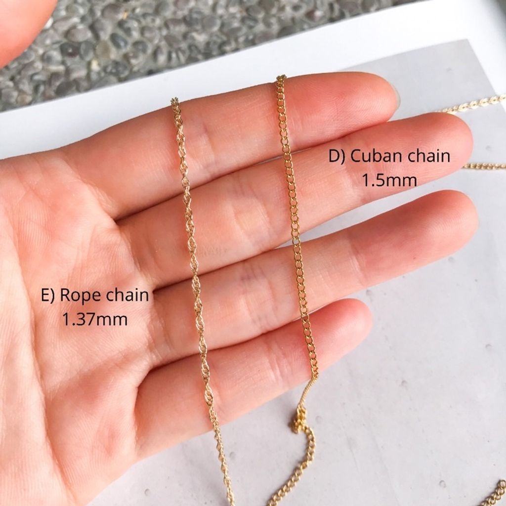 14k Gold-filled Chain - Rope Chain 1.37mm  & Cuban Chain 1.5mm