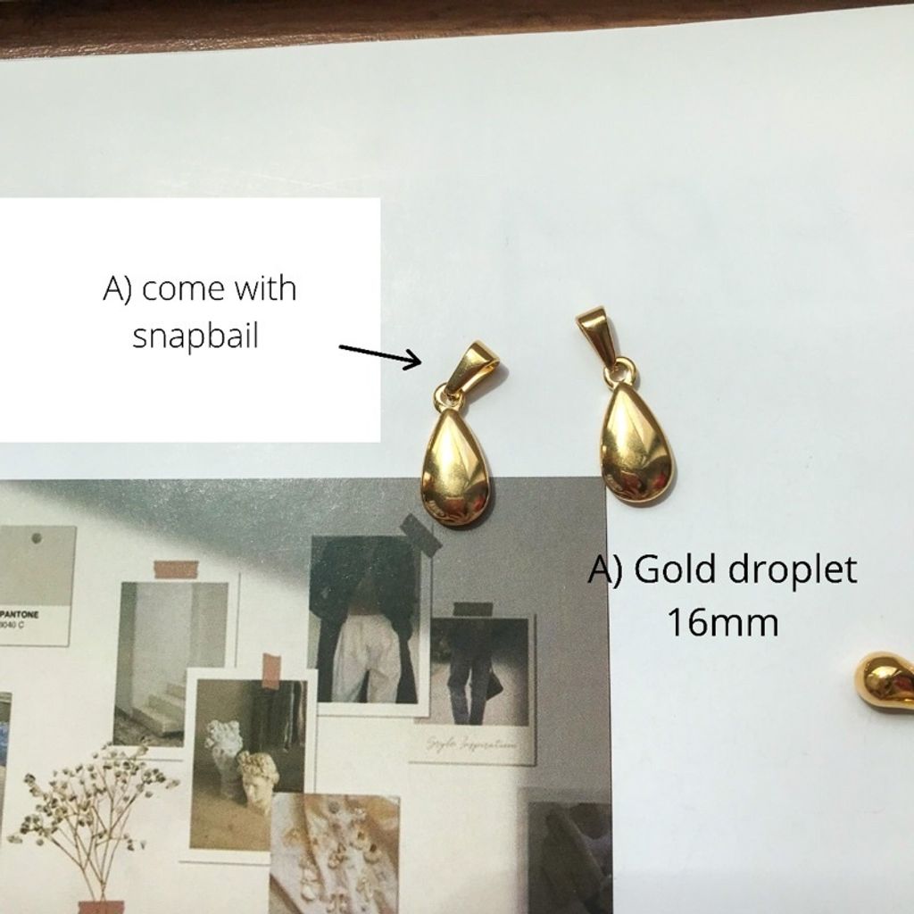Stainless steel droplet square minimalist pendant - A) Gold Droplet
