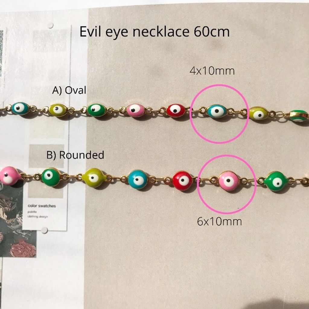 [Necklace] Evil eye necklace - Oval & Rounded