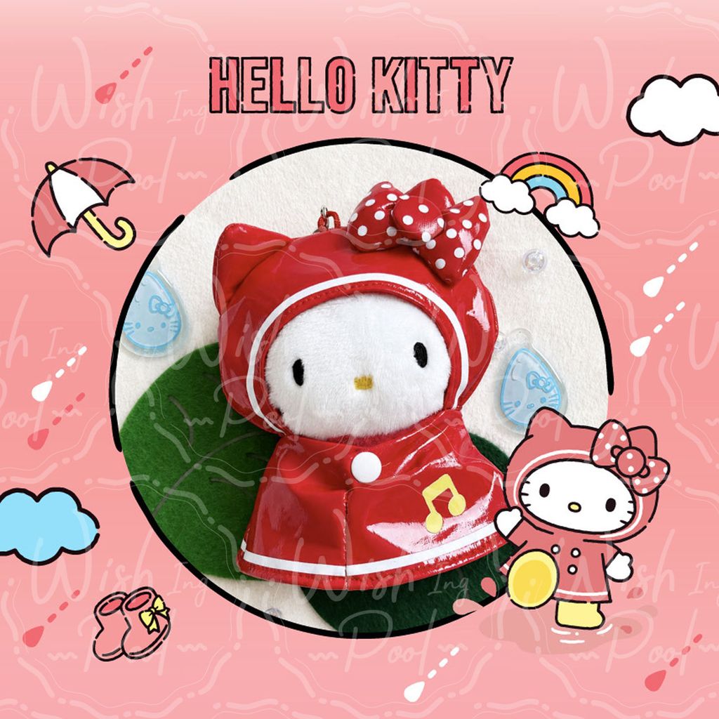 Sanrio 三麗鷗 雨衣娃娃鑰匙圈-官網-01-Kitty
